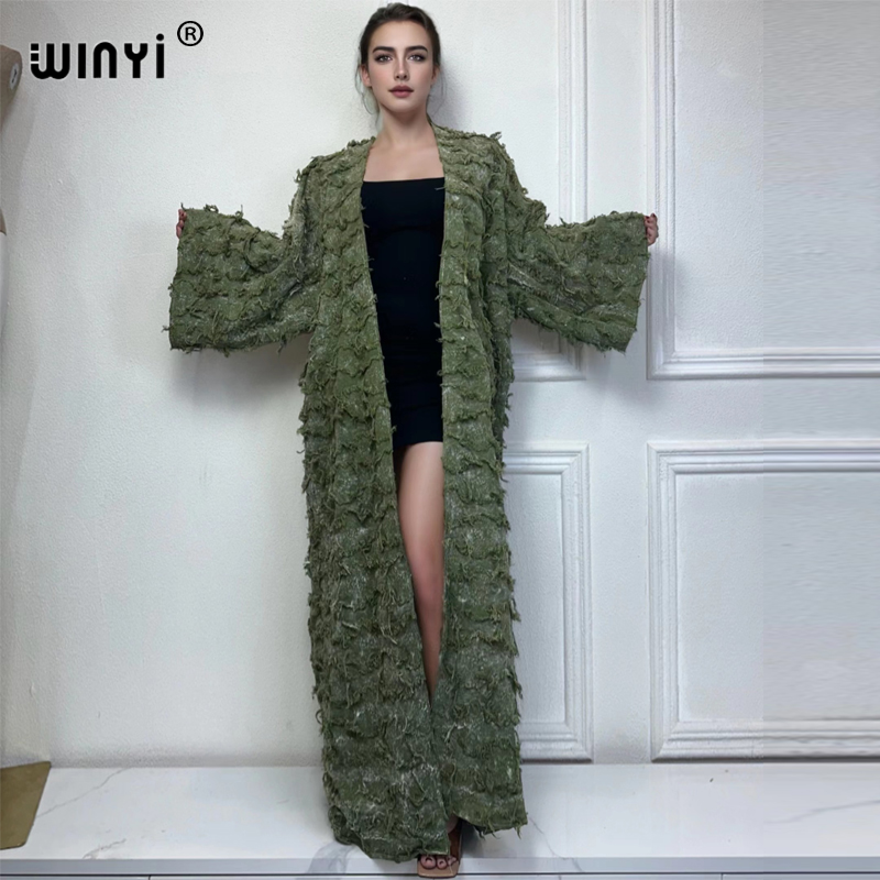 Kimono Cardigan Women - WINYI-Cardigan en coton teint par nœuds