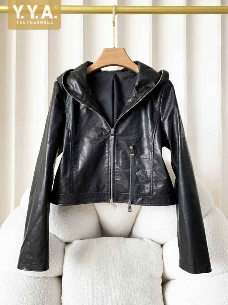 Women'S Fashion Leather Jacket - Veste Courte Décontractée pour Femme en