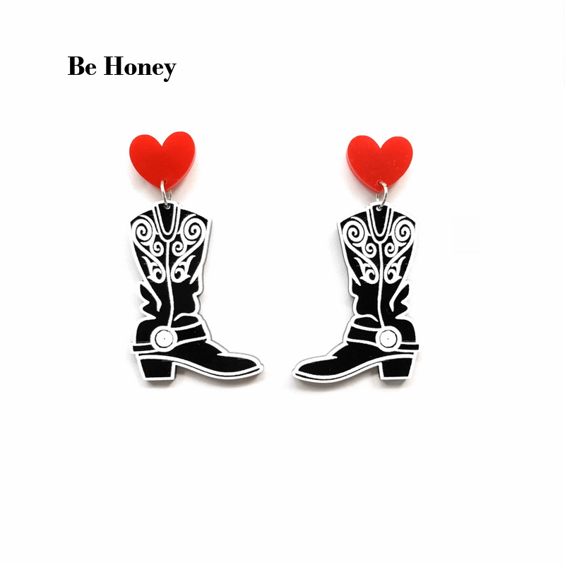 Women'S Fashion Wild West - Bottes de cowboy noires avec motif