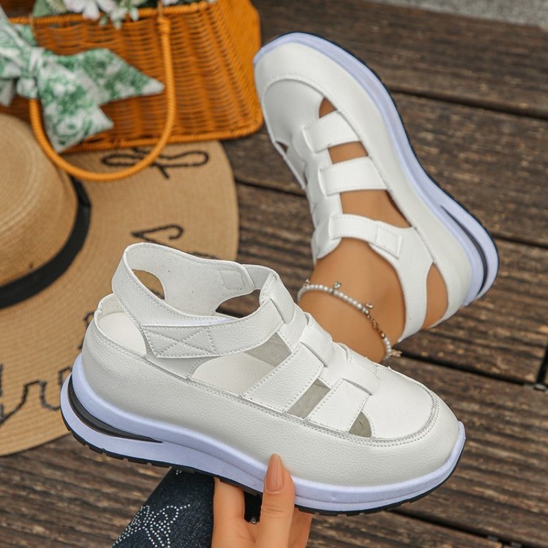 Women'S Fashion Velcro Sneakers - Sandales plateforme pour femmes, style baskets,