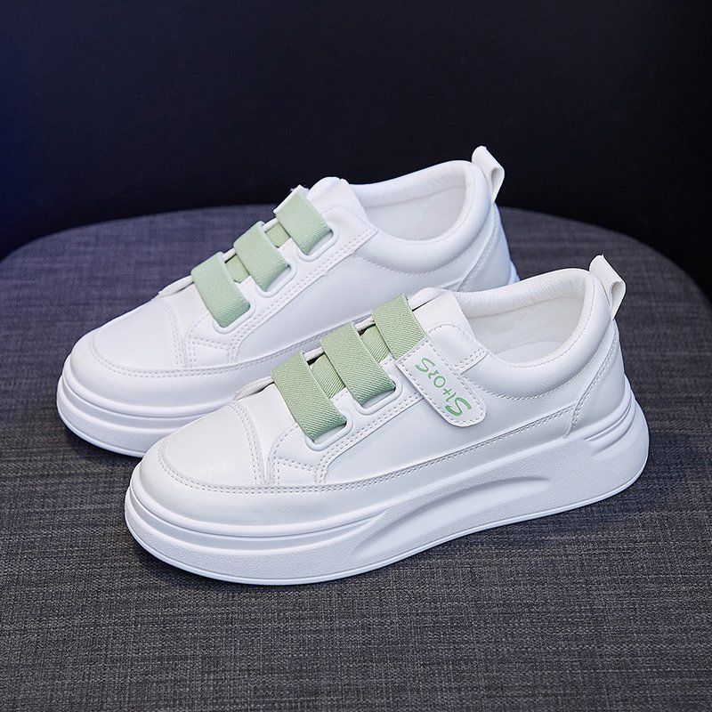 Women'S Fashion Velcro Sneakers - Baskets montantes blanches pour femmes, semelle