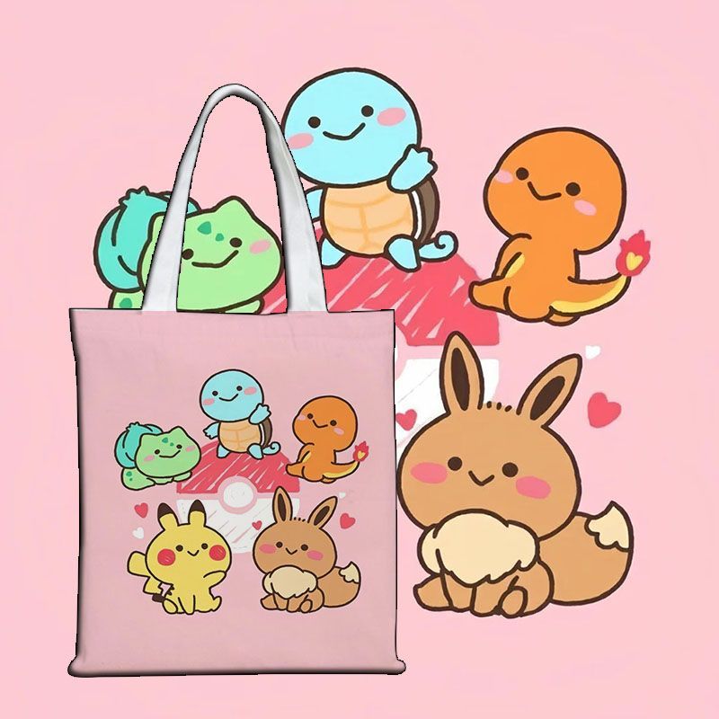 Canvas Tote Bag - Sac en toile Pokémon mignon, sac