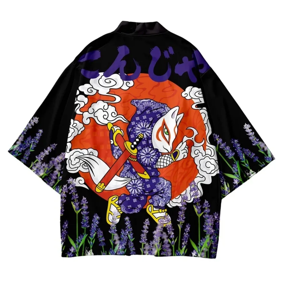 Kimono Cardigan Women - Cardigan Kimono imprimé motif grue pour