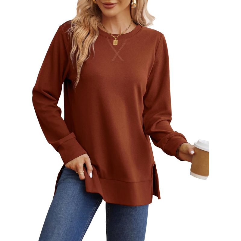 Women Fashion Open Now - Sweat-shirt femme à fentes latérales, mode