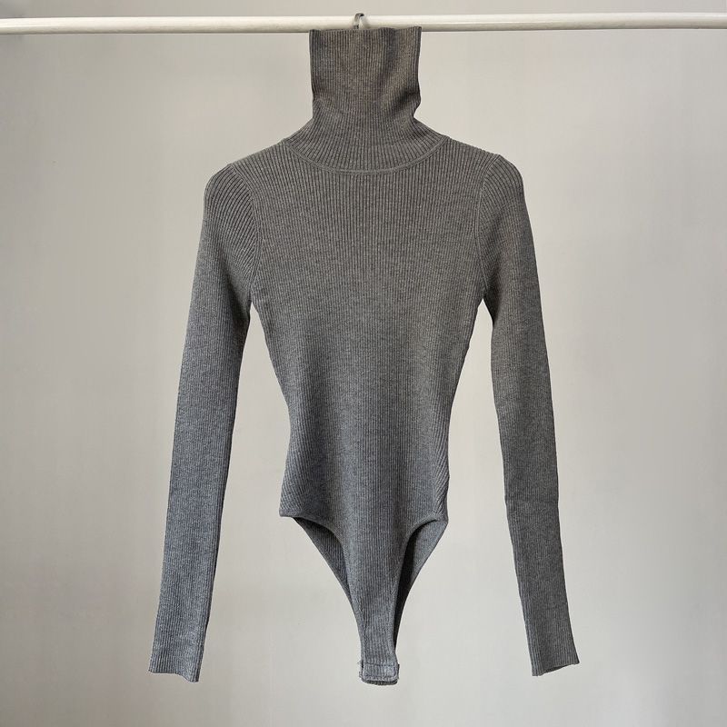 Turtleneck Bodysuit - Body à manches longues pour femmes,