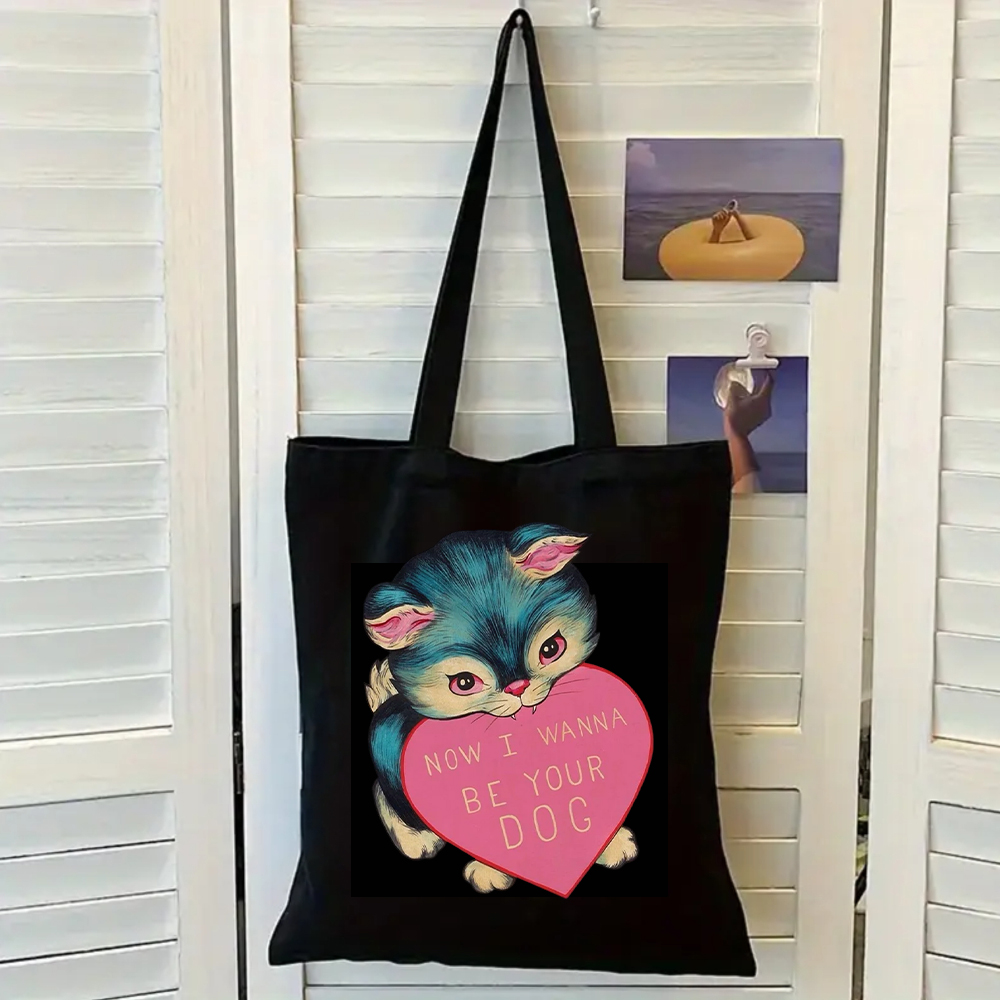 Women Fashion Open Now - Sac fourre-tout en toile noire avec