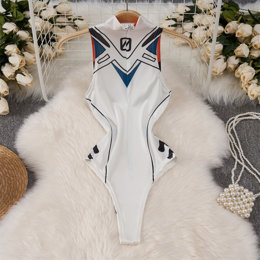 Combinaison blanche imprimée d - Turtleneck Bodysuit avis et prix