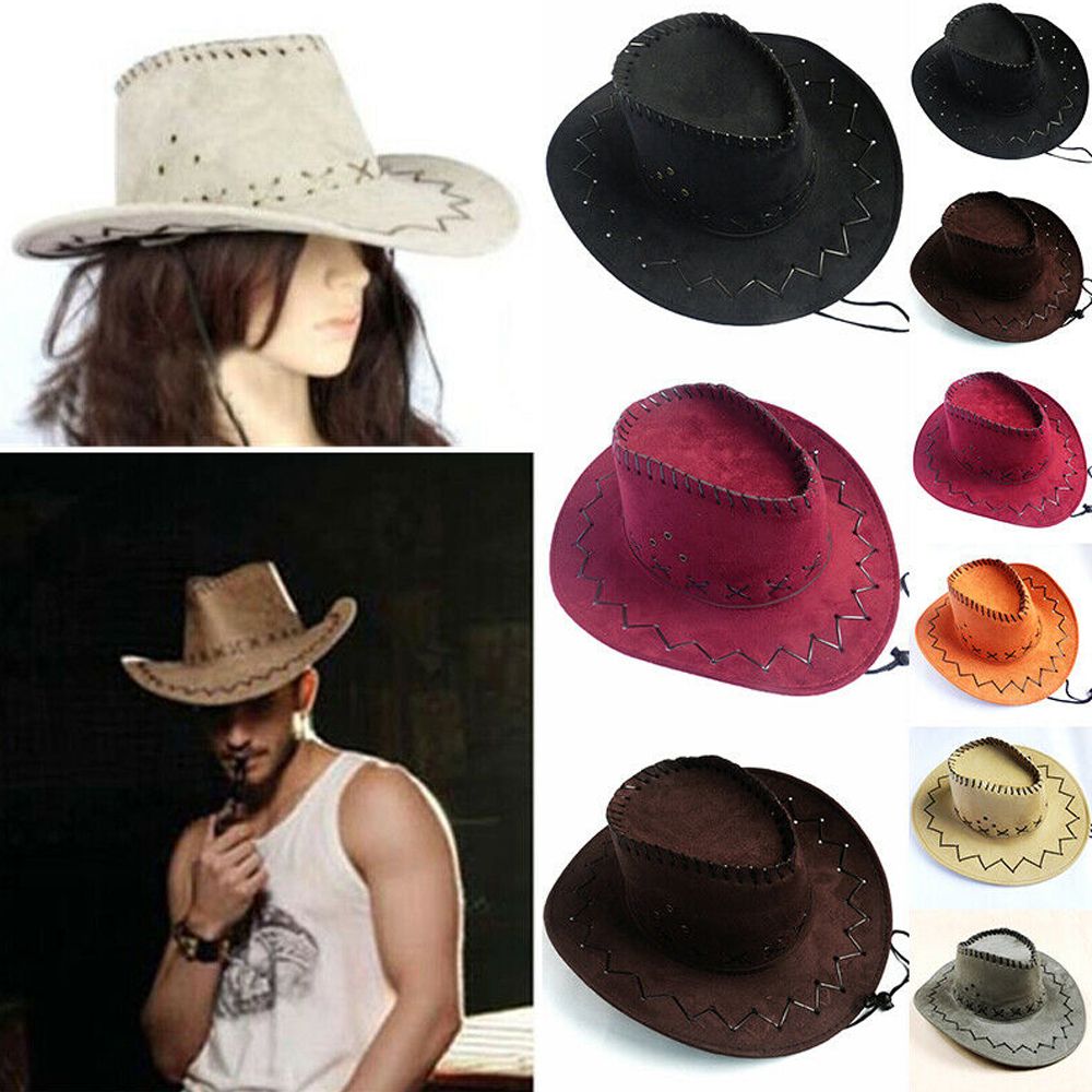 Chapeau de cowboy en daim unis - Women'S Fashion Wild West avis et prix