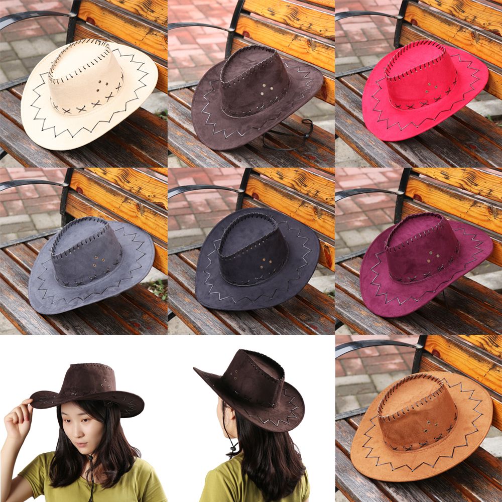 Chapeau de cowboy en daim unis - Women'S Fashion Wild West avis et prix