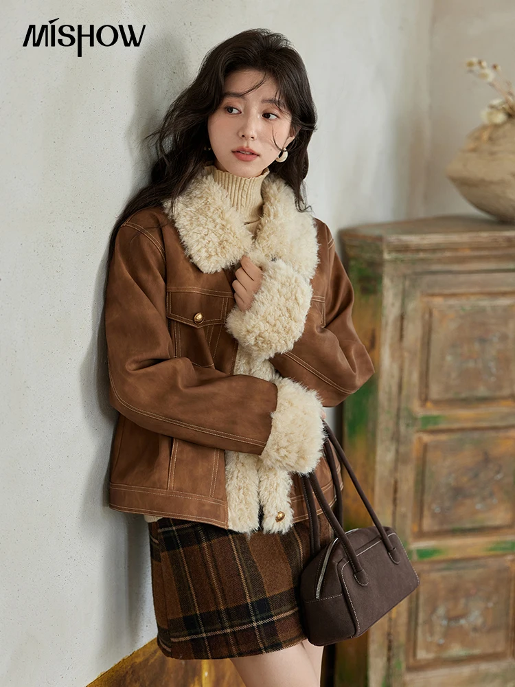 MISHOW-Veste en fourrure de cu - Women'S Fashion Leather Jacket avis et prix