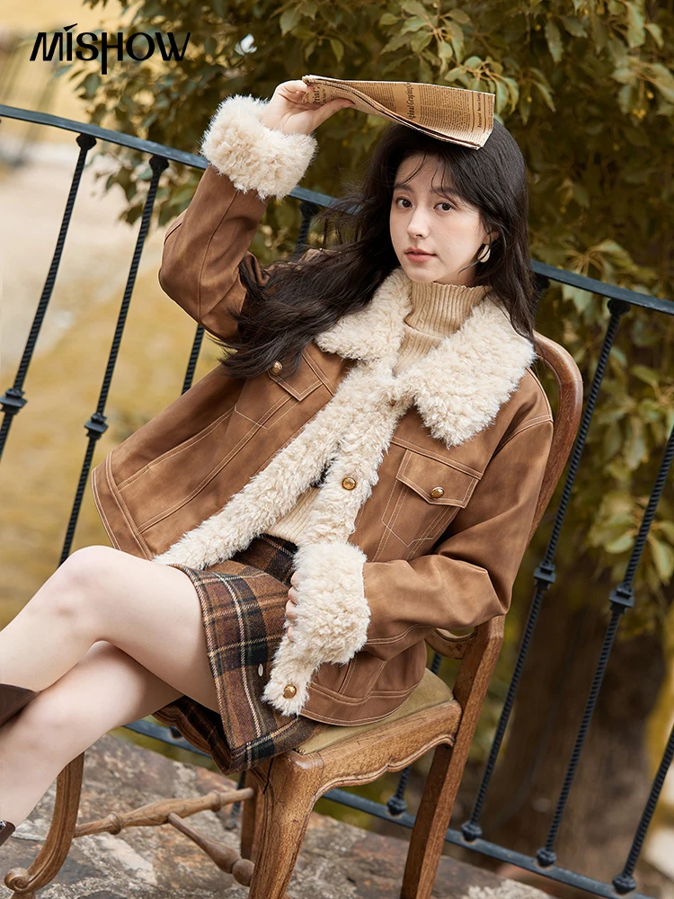 MISHOW-Veste en fourrure de cu - Women'S Fashion Leather Jacket avis et prix