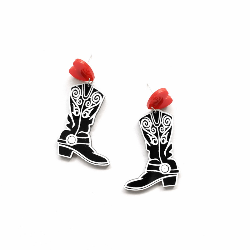 Bottes de cowboy noires avec m - Women'S Fashion Wild West avis et prix
