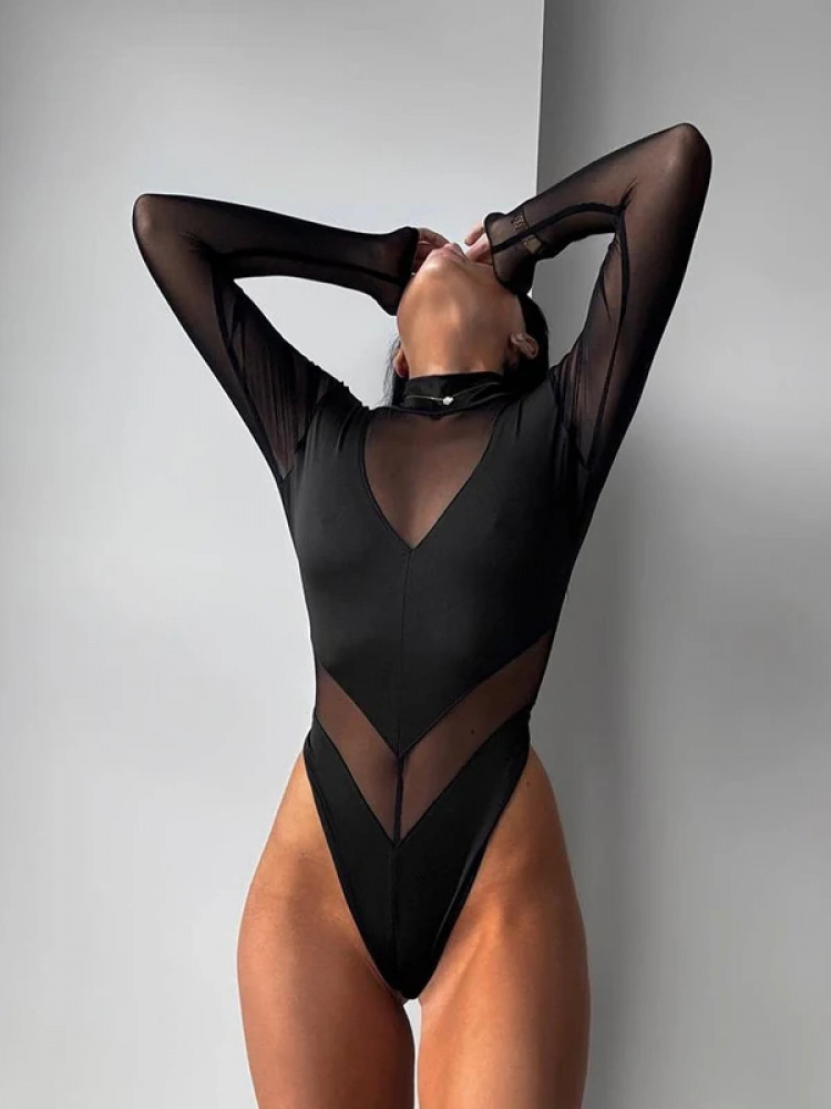 Body sexy en maille transparen - Turtleneck Bodysuit avis et prix