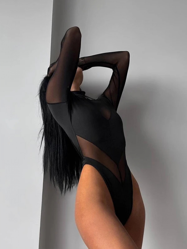 Body sexy en maille transparen - Turtleneck Bodysuit avis et prix