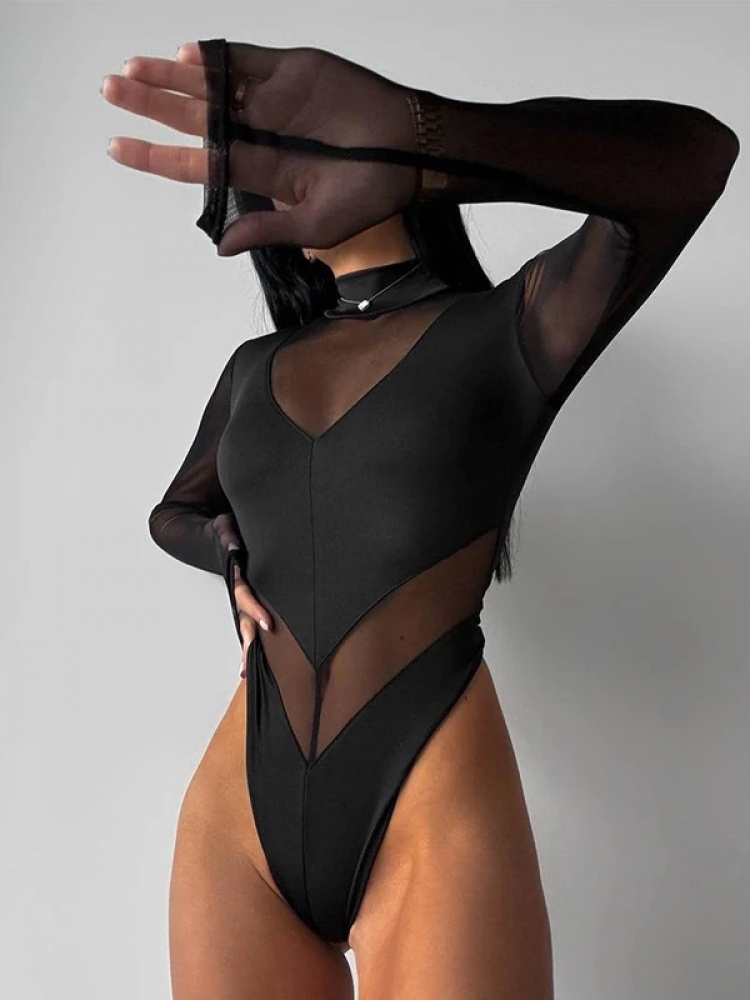 Body sexy en maille transparen - Turtleneck Bodysuit avis et prix