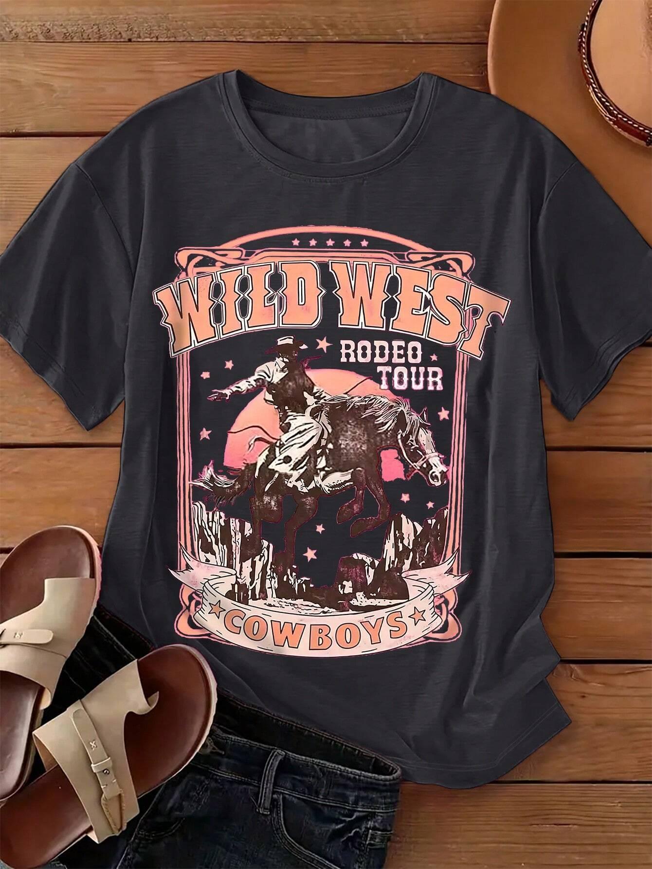 T-shirt imprimé Cowboys Interf - Women'S Fashion Wild West avis et prix