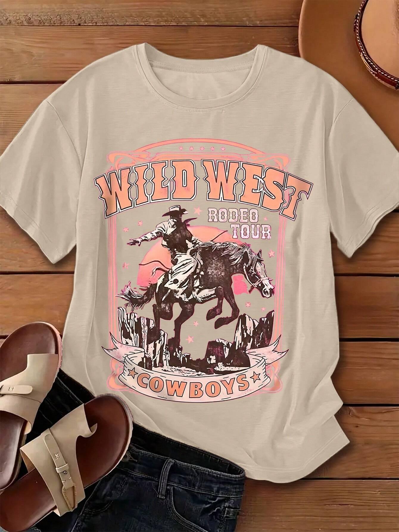 T-shirt imprimé Cowboys Interf - Women'S Fashion Wild West avis et prix