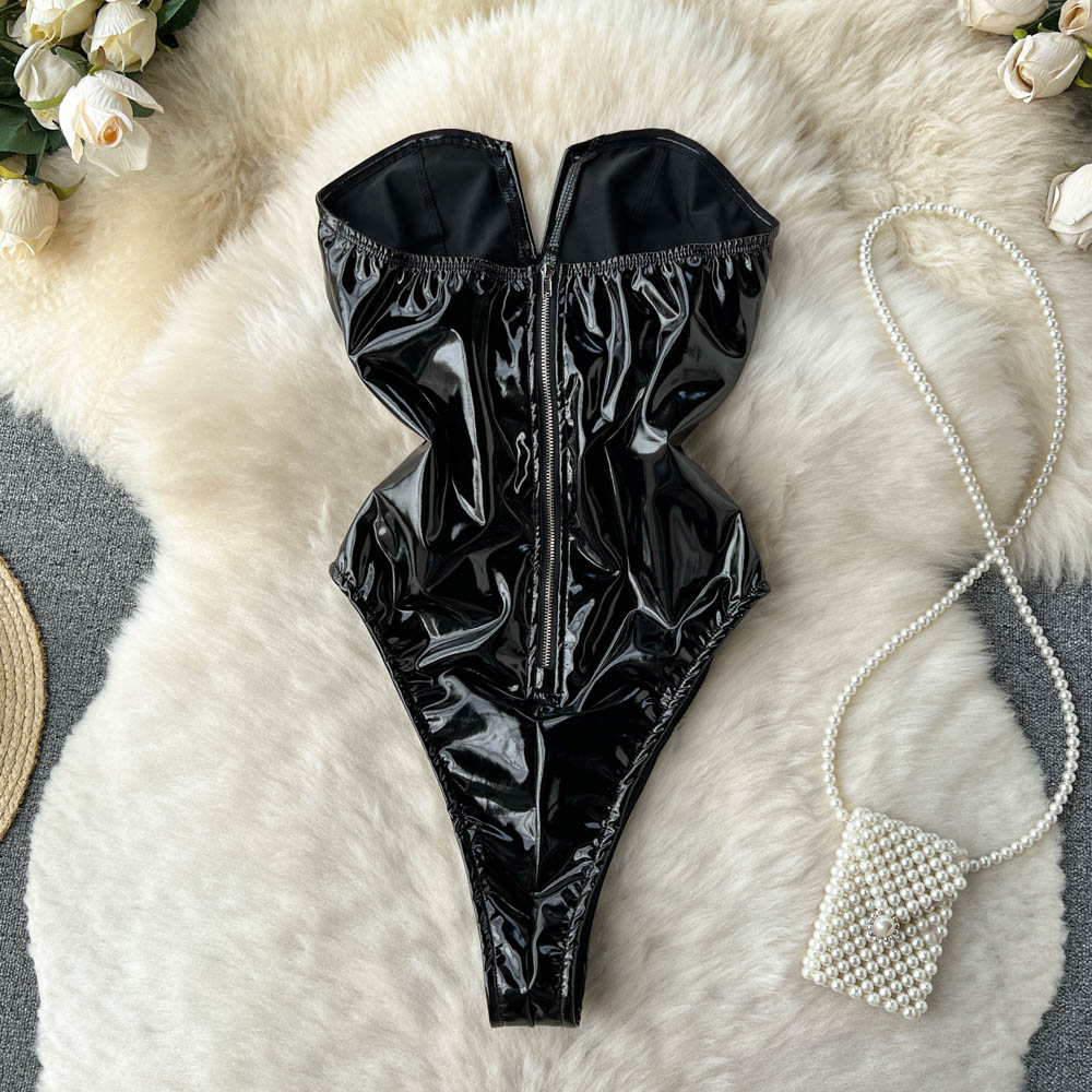Body Sexy en cuir PU pour femm - Turtleneck Bodysuit avis et prix
