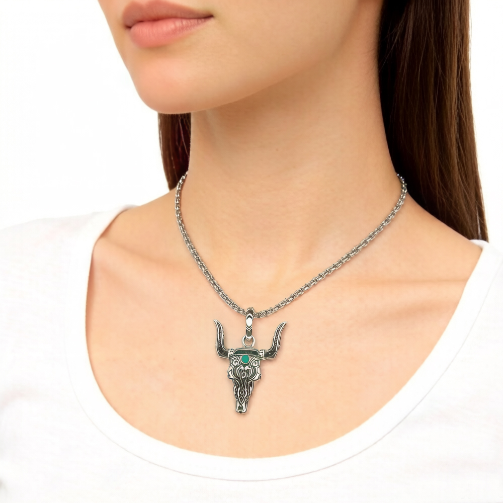 Pendentif tête de taureau, mod - Women'S Fashion Wild West avis et prix