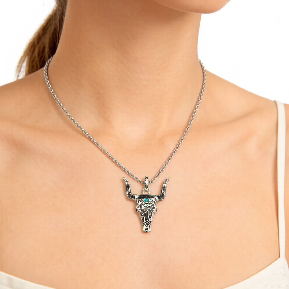 Pendentif tête de taureau, mod - Women'S Fashion Wild West avis et prix