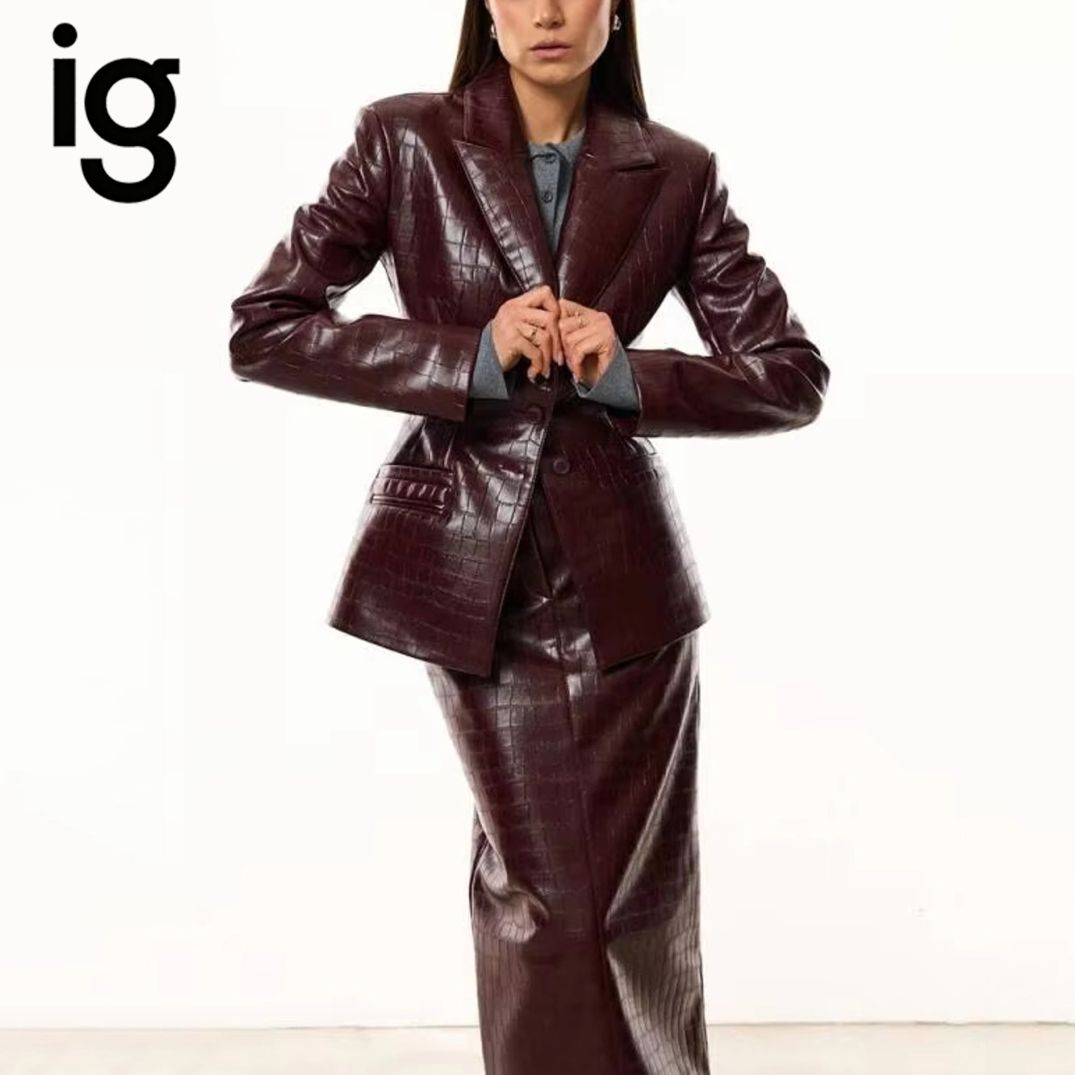 Ensemble 2 pièces IG pour femm - Women'S Fashion Leather Jacket avis et prix
