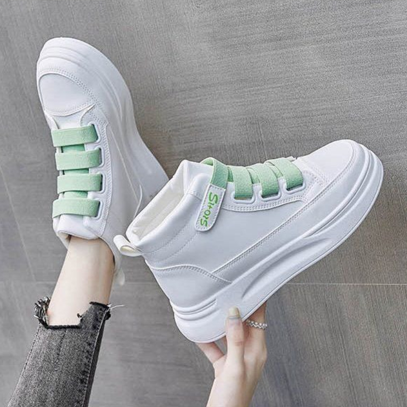 Baskets montantes blanches pou - Women'S Fashion Velcro Sneakers avis et prix