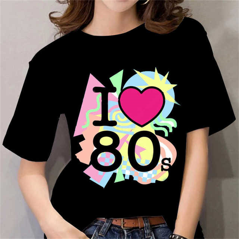 T-shirt femme années 80, noir/ - Women'S Fashion In The 80S avis et prix
