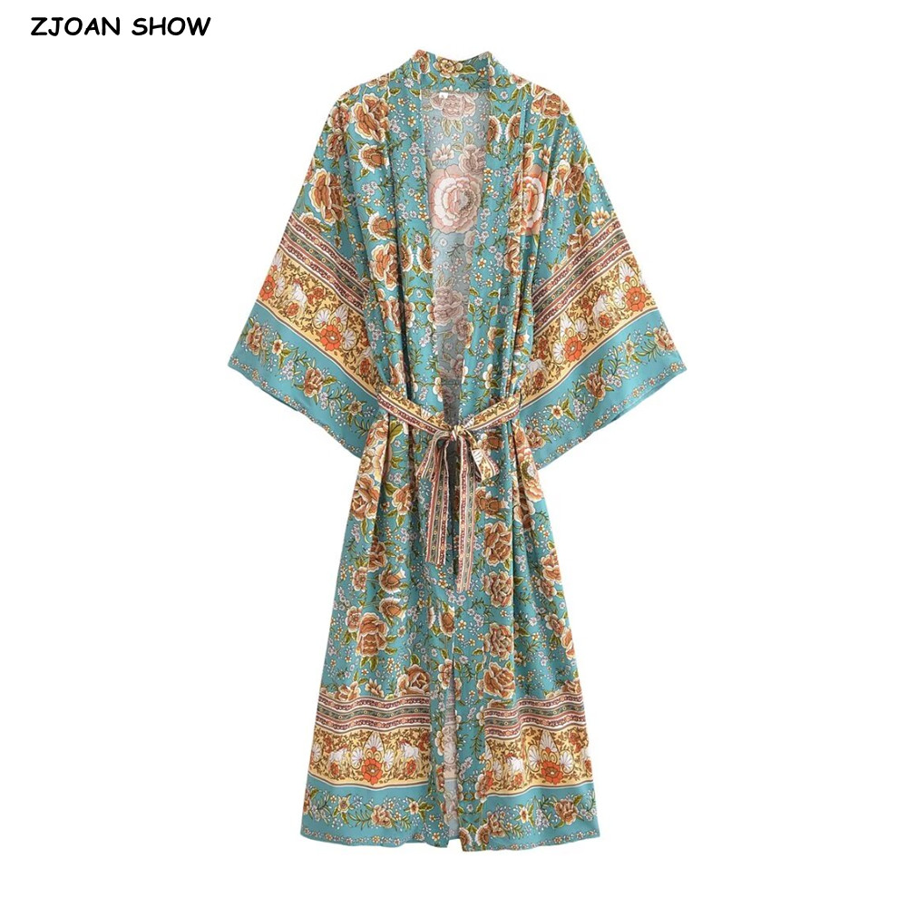 Kimono à imprimé floral vert p - Kimono Cardigan Women avis et prix
