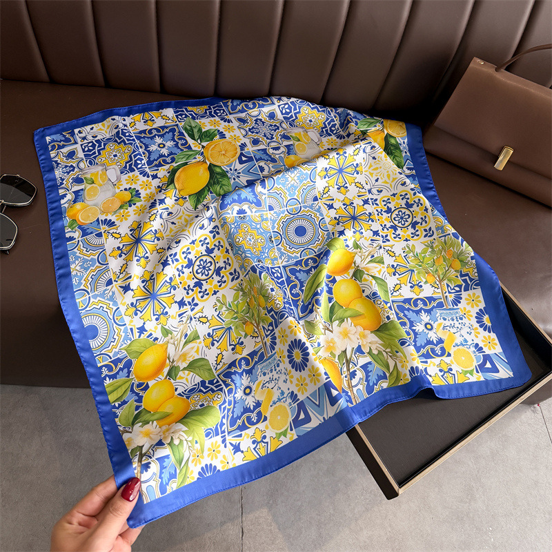 Foulards carrés en soie imprim - Women Fashion Necktie avis et prix