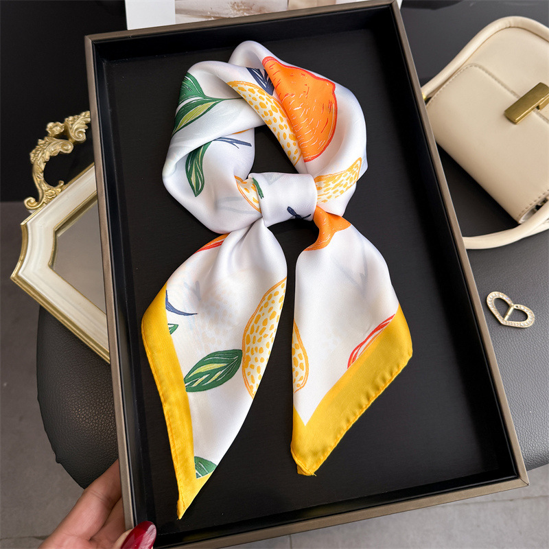 Foulards carrés en soie imprim - Women Fashion Necktie avis et prix