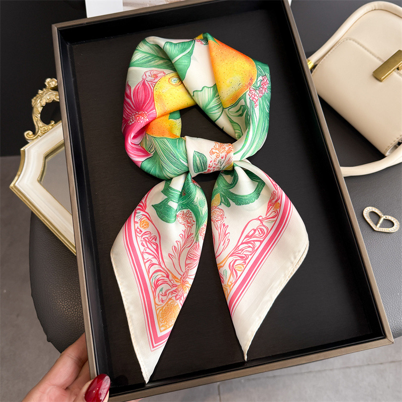 Foulards carrés en soie imprim - Women Fashion Necktie avis et prix