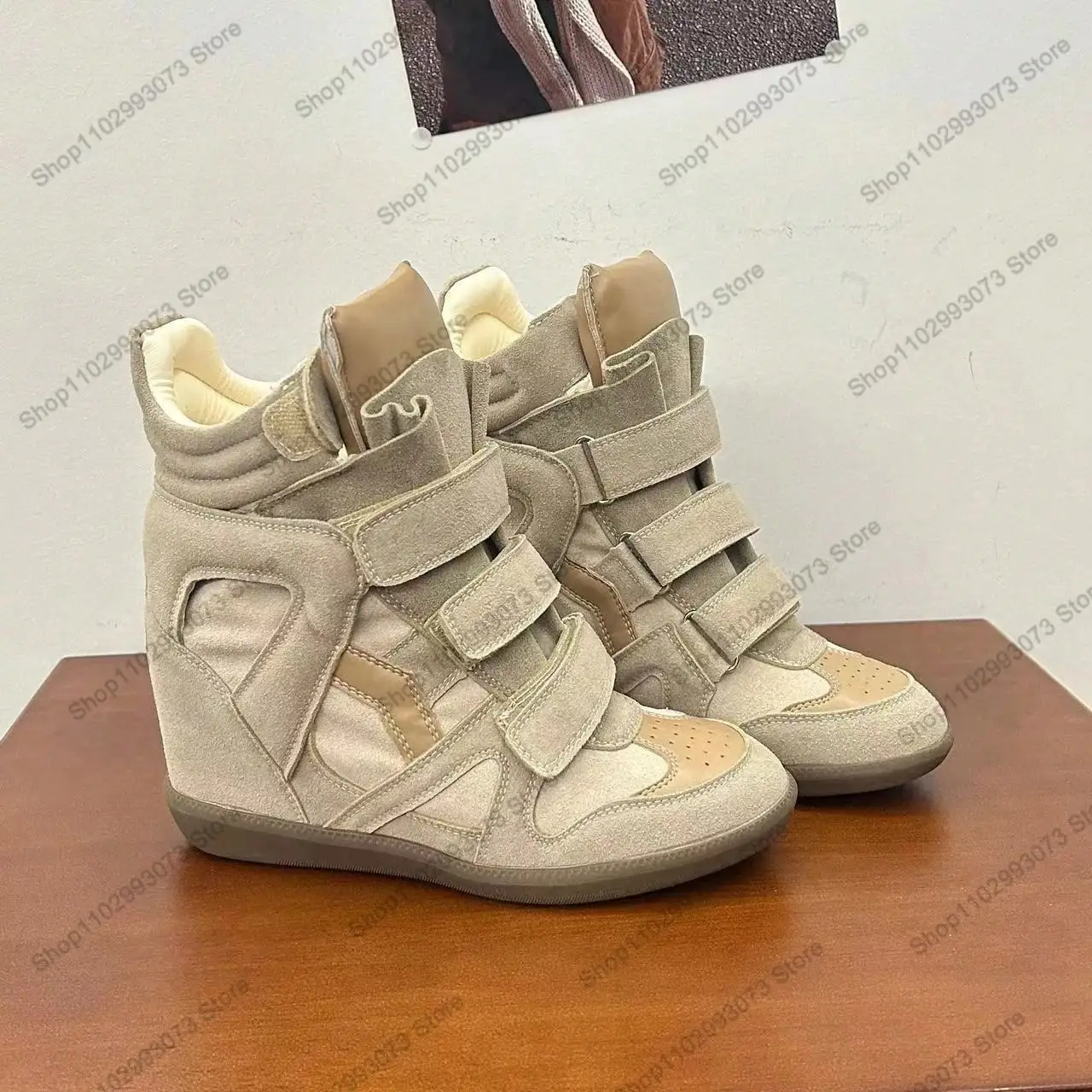 Baskets compensées montantes p - Women'S Fashion Velcro Sneakers avis et prix