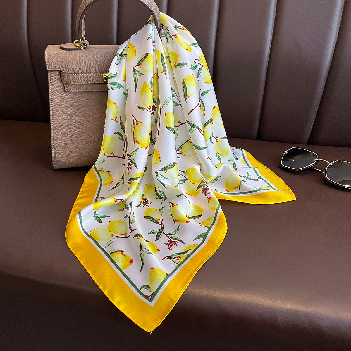 Foulard carré en soie imprimé  - Women Fashion Necktie avis et prix