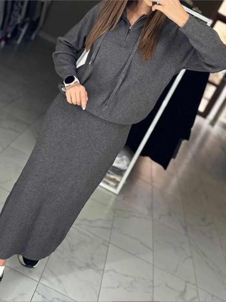 Ensemble jupe décontractée pou - Women'S Fashion Sweatshirts avis et prix