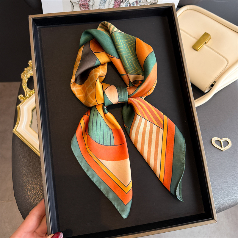 Foulard carré en soie imprimé  - Women Fashion Necktie avis et prix