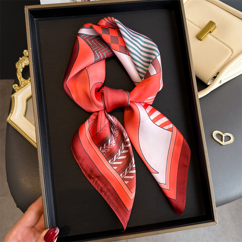 Foulard carré en soie imprimé  - Women Fashion Necktie avis et prix