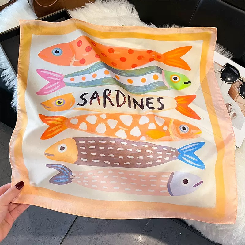 Foulards carrés en soie à moti - Women Fashion Necktie avis et prix