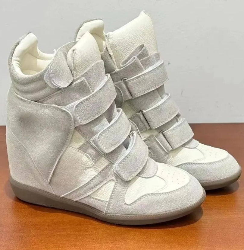 Baskets montantes à talon comp - Women'S Fashion Velcro Sneakers avis et prix